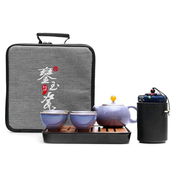 Travel Tea Set One Pot Four Cups Portable Bag with Tea Tray Kung Fu Tea Set