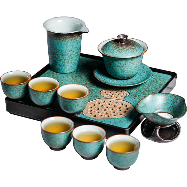 Turquoise Green Glaze Tea Set Japanese Style