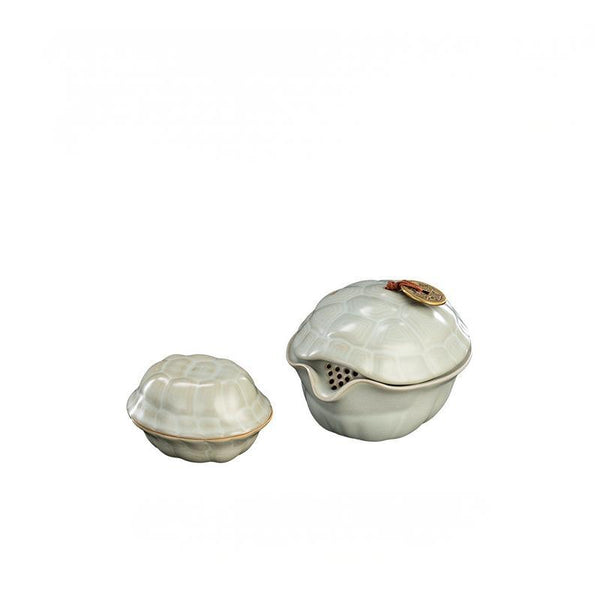 Ru Kiln Portable Tea Set Two Cups One pot "富甲一方"