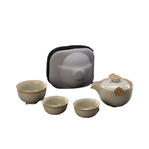 One Pot Three Cups Portable Travel Tea Set Outdoors