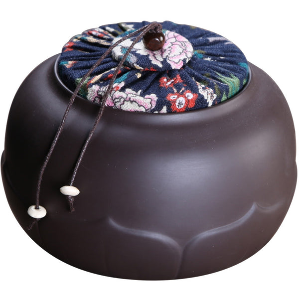 Yixing Purple Clay Lotus Tea Caddy Sealed Jar