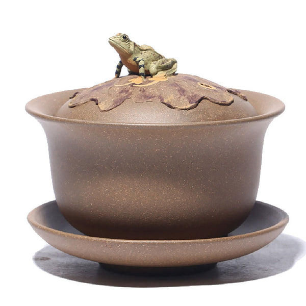 Yixing Handmade Purple Clay Gaiwan Lidded Bowl by master craftsmen